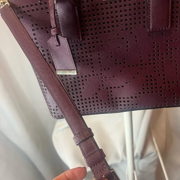 Kate Spade Maroon Cameron Street Lucie Perforated Tote Bag - Picture 2 of 11